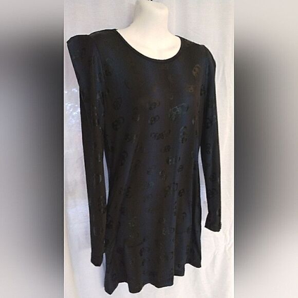 Skull Satin Mini Dress w/ Pockets Navy XS  Tunic - Picture 3 of 7